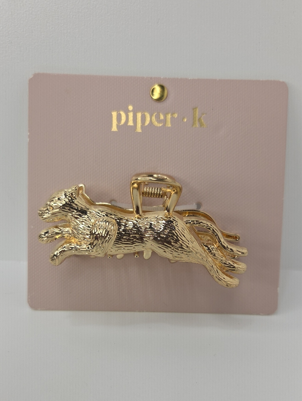 🐆▪️Piper k ▪️uk Exclsive Gold Leaping Cheetah Metal Hair Claw Clip - Picture 2 of 7